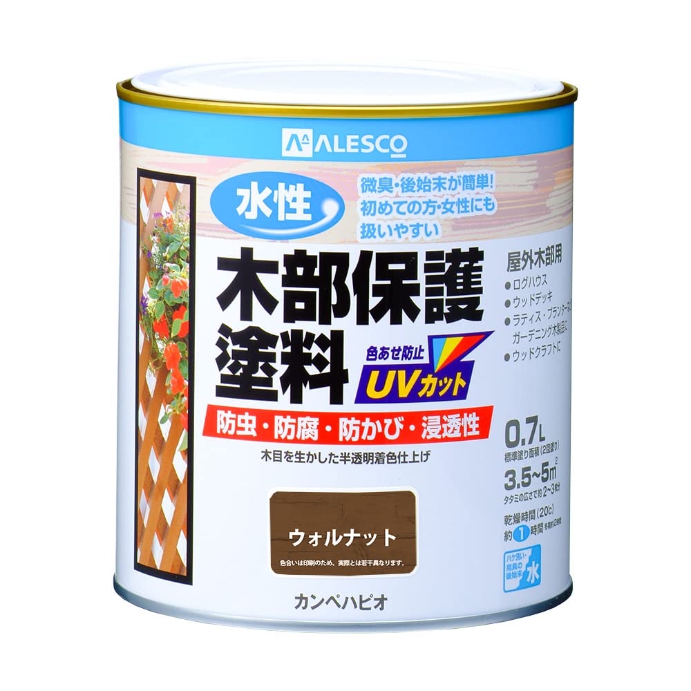 カンペハピオ ペンキ 塗料 水性 半透明カラー 木部保護 防虫 防腐 防かび 紫…