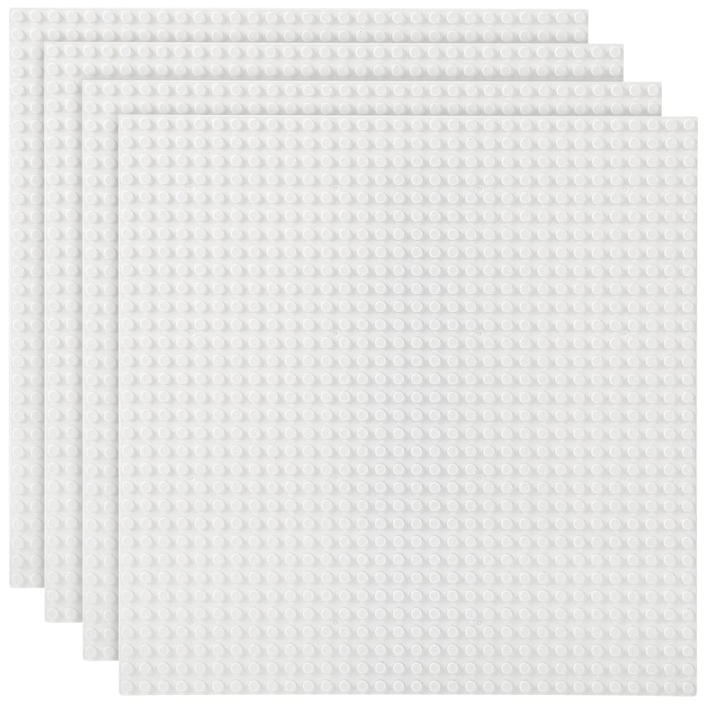 Lekebaby 4 Pack Classic Base Plates,25.5 x 25.5 cm Building Board Baseplates 100% Compatible with All Major Brands,White — image 1