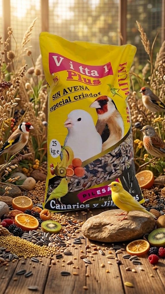 Piumer Vital Plus Mezcla de Semillas sin Avena para Canarios y Jilgueros, 25 kg