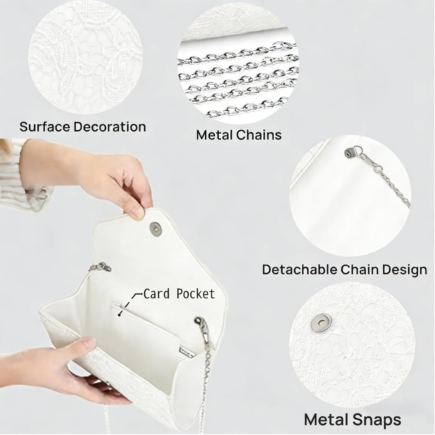 2026 Lace Satin Clutch Formal Purses for Women Elegant Evening Bags for Cocktail Prom Party Wedding - Image 3