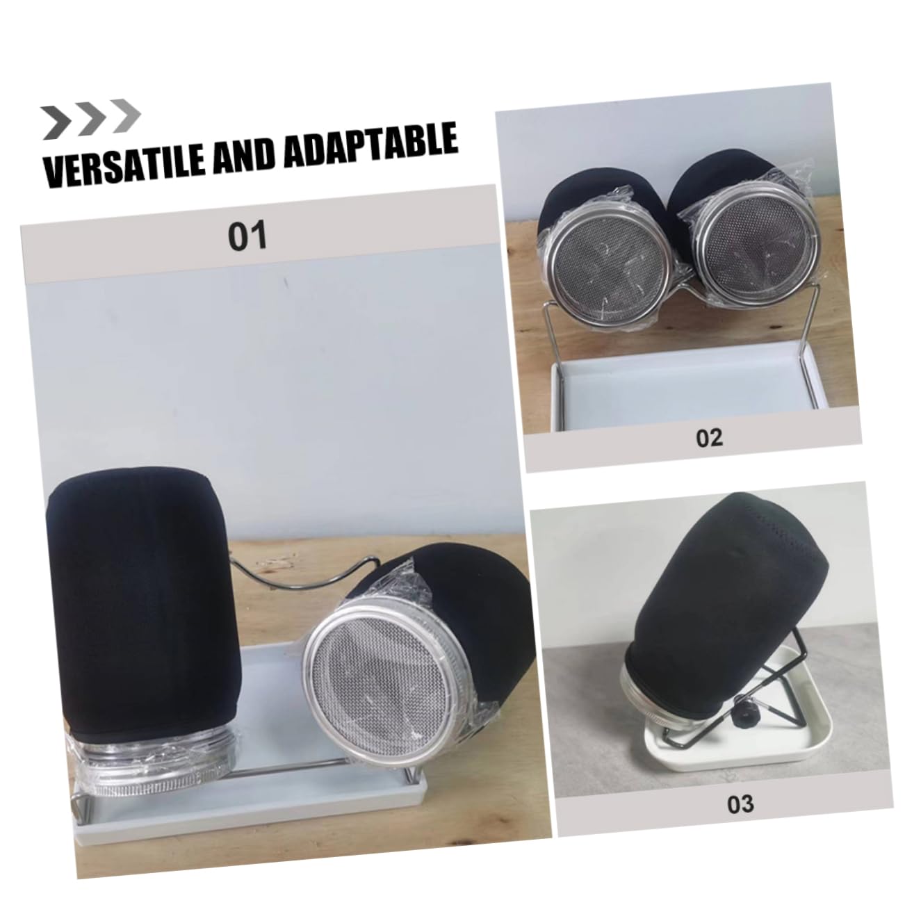SOIMISS Keimglas Schutzhüllen mit Verdunkelungsrollos 4 Stück aus Stoff Schwarze Einfache Installation und Lichtschutz für Sprossen in Mason Jars und Pflanzbehältern