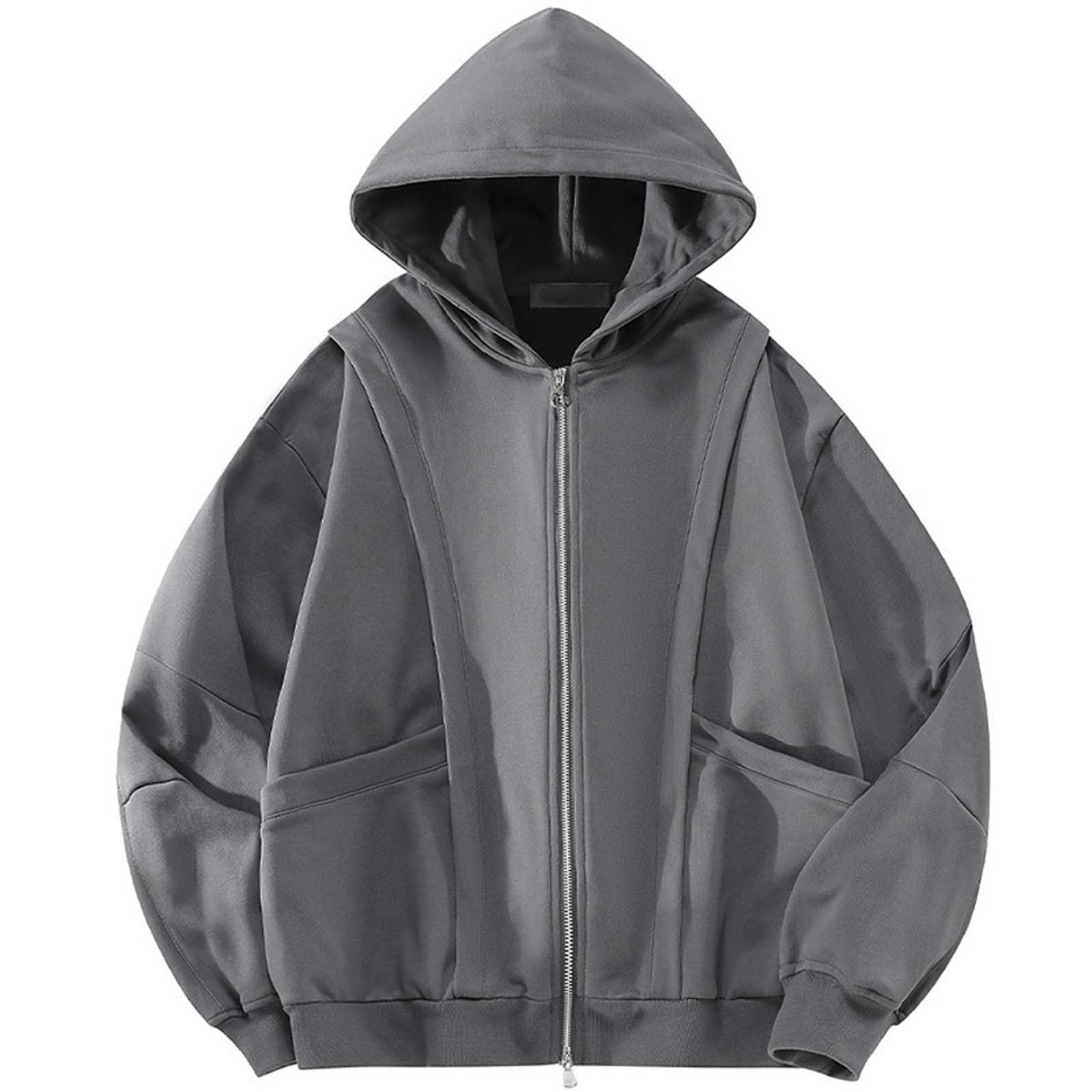 Felpa da uomo pesante con cappuccio e cerniera, foderata in pile, per abbigliamento invernale | Fodera in pile pesante con zip completa, pratiche tasche e resistente strato invernale per attività all'aperto