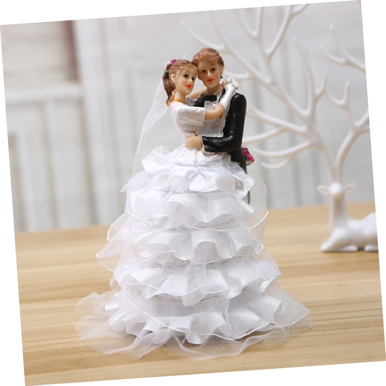 Cabilock Mini Décorations Paysagères Détaillées en Résine 2pcs Figurines de Mariage pour Décoration de Gâteau Créative Adaptées aux Jardins Féeriques et Collections Miniatures