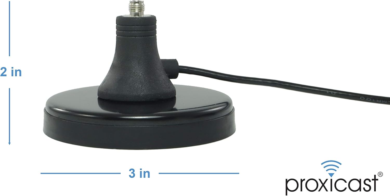 Proxicast Premium Extra Large 3-Inch Magnetic Antenna Base (SMA Jack/SMA Plug) - 6.5 Foot Coax Cable Lead - Mag Mount Stand for 4G / LTE Cellular, Ham, ADS-B, GPS Antennas (ANT-120-MB3)