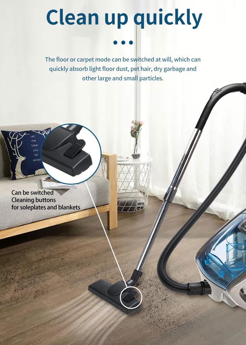 RJJWXSMGS Bagless Cylinder Vacuum Cleaner,Lightweight,Low Noise,HEPA Filter,Includes Attachments for Easy Cleaning,Ideal for Carpet and Hard Floors