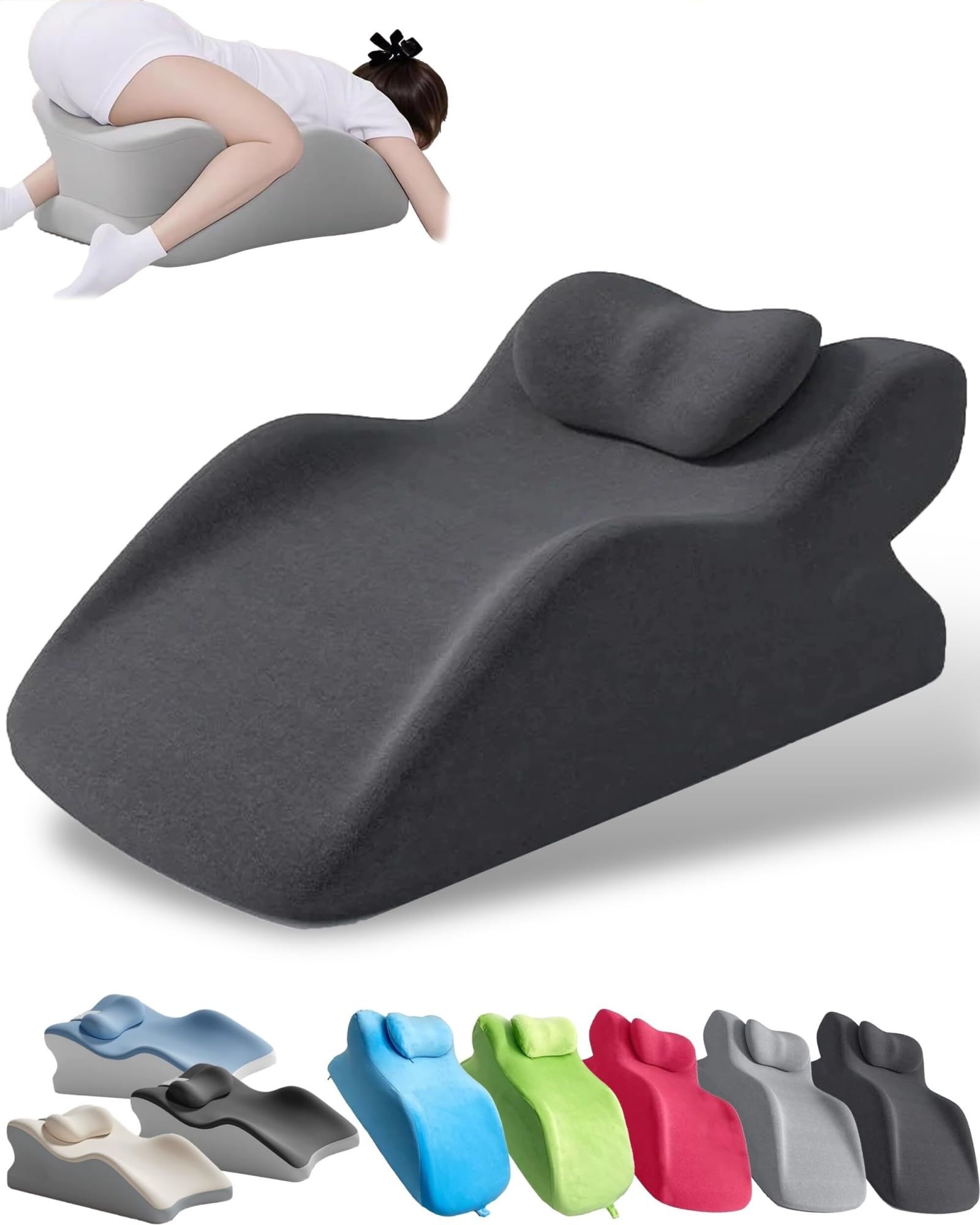 AIUTG Memory Foam Wedge Pillow, Ergonomic Support Cushion with Removable Washable Cover, Inclined Pillow for Reading, Relaxing, Meditation, Floor Seating and Daily Comfort(Black)