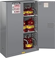 Vista 21 de Justrite Gabinete de almacenamiento inflamable de cierre automático de 30 galones, acero de calibre 18, 1 estante, gabinete contra incendios de 2