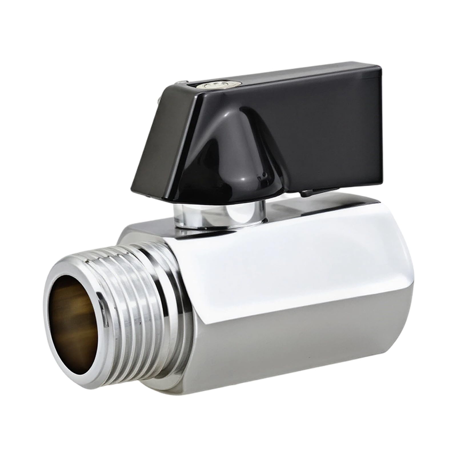 Threaded Shutoff Fitting Brass Inline Control Part with PTFE Sealing and Black Lever for Compact Utility Line Use Manual Shutoff Inline Control Branch Line Utility Fitting Plumbing Repair Pneumatic