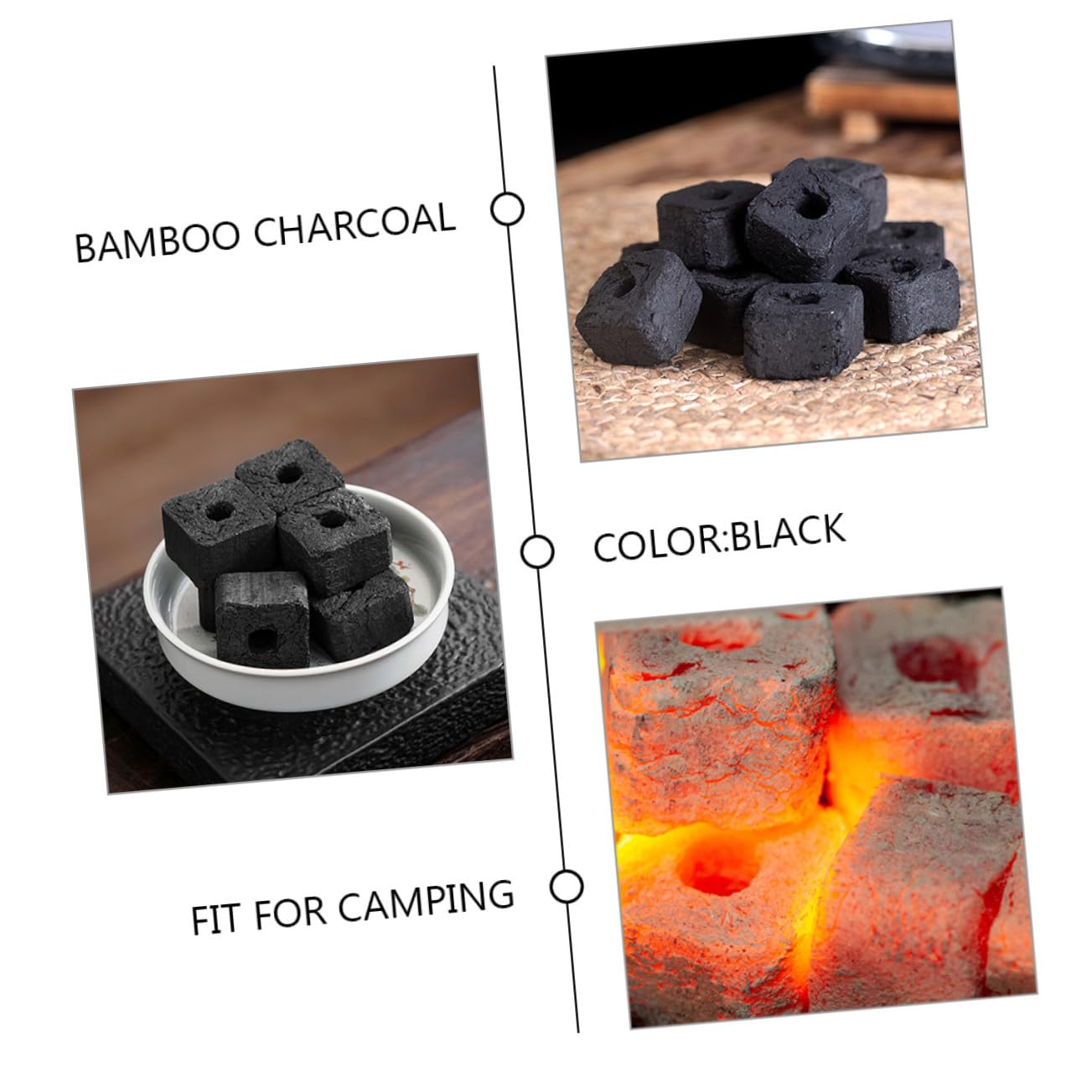 Gatuida Briquetas de Carbón de Bambú para Barbacoa al Aire Libre 500g Carbón Vegetal Multifuncional Ecológico para Cocina Camping y Calefacción sin Humo ni Olor
