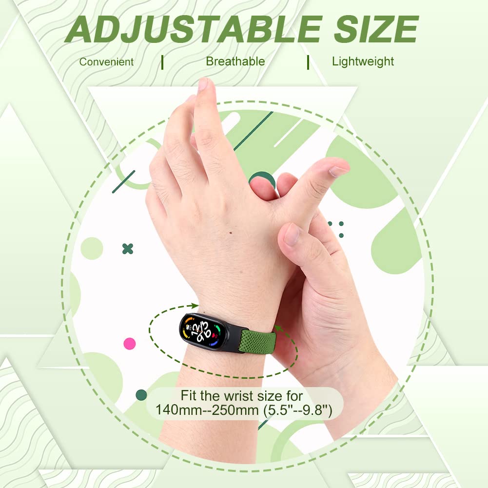 SHIJZWD Cinturino elastico compatibile con Xiaomi Mi Band 7/Mi Band 6/Mi Band 5/Amazfit Band 5, cinturini di ricambio regolabili in nylon per orologi sportivi per donne uomini