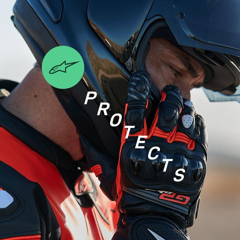 Alpinestars Celer V3 Guantes Cortos de Moto de Cuero, Guantes Deportivos, Talla M | Insertos elásticos