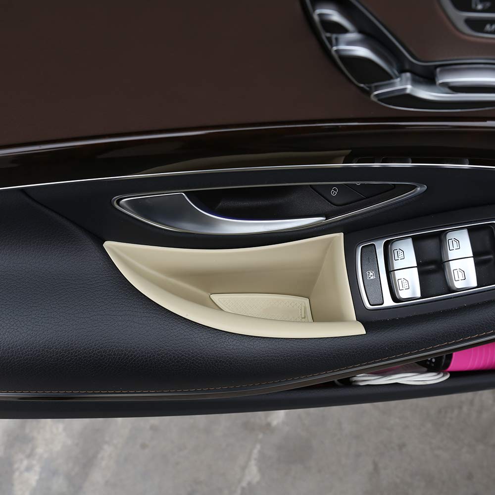 LLKUANG for Mercedes Benz W222 S-Class S300 S320 S350 S400 Car Accessories Car Front Rear Door Handle Storage Box Container Holder Tray (Beige, Front Door)