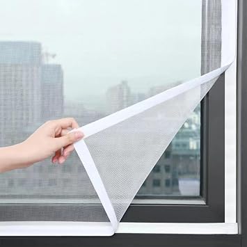 ECYC Ltd Self-Adhesive Window Screen Netting, DIY Fine Mesh Window Screen Replacement Kit with Hook and Loop Adhesive Edging Frame Window Screen Protector Mesh Window Mosquito Netting for House
