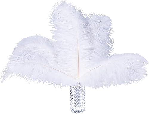 Zamplinka 12 plumas de avestruz naturales de 12-14 pulgadas (11.8-13.8 in) para centros de mesa de boda, arreglos florales y decoración del hogar.