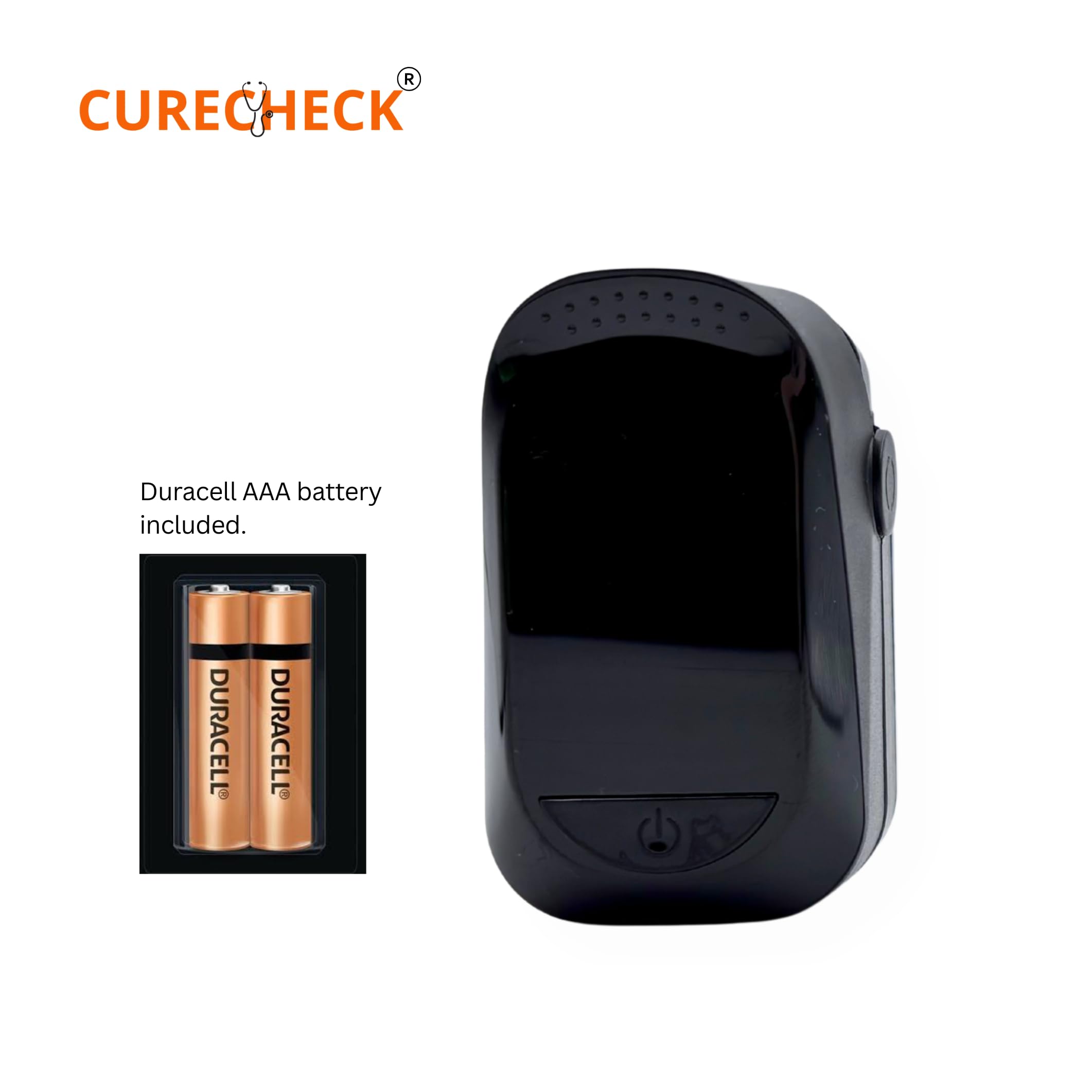 CURECHECK Premium Fingertip Pulse Oximeter | Blood Oxygen Saturation Monitor Fingertip, SpO2 Fingertip Monitor | With Battery (Black) - Image 2 thumbnail