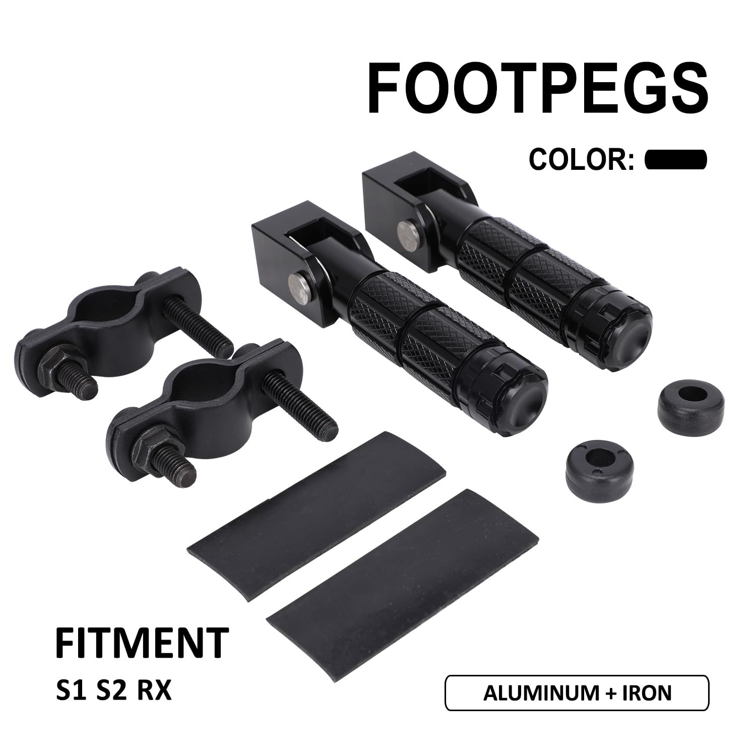 IUVWISN Electric Bike Foot Pegs Passenger Foldable Front/Rear Footpegs Rest Pedal with Mount Bracket CNC Compatible Fit for Ridstar Q20 E Bike Dirt Bike Black