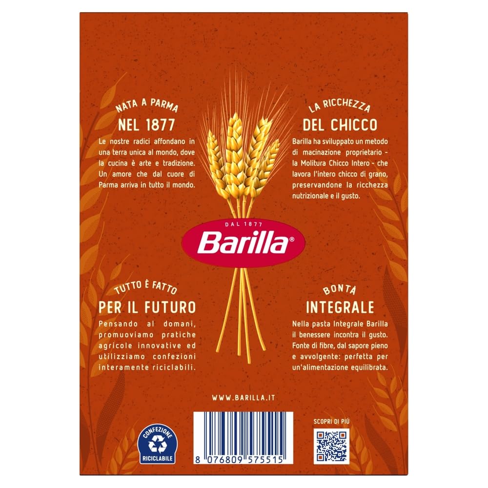 Italian Gourmet Fusilli Integrale Pasta italiana Vollkorn al dente 30 x | Ricca di fibre, forma a spirale; 11 Minuten Kochzeit, nimmt Saucen gut auf, Gesamtnettogewicht 15 kg + Kostenlos Polpa 400g