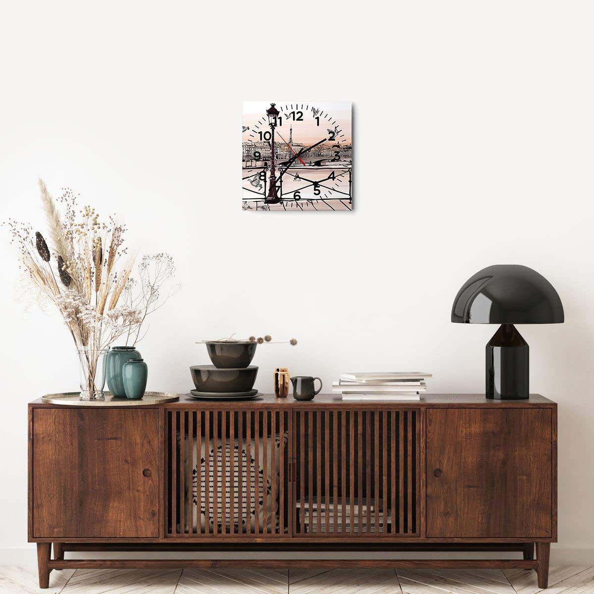 ARTTOR Moderne Glasuhr 30x30cm Quadrat Wanduhr Architektur Maritim - 3176