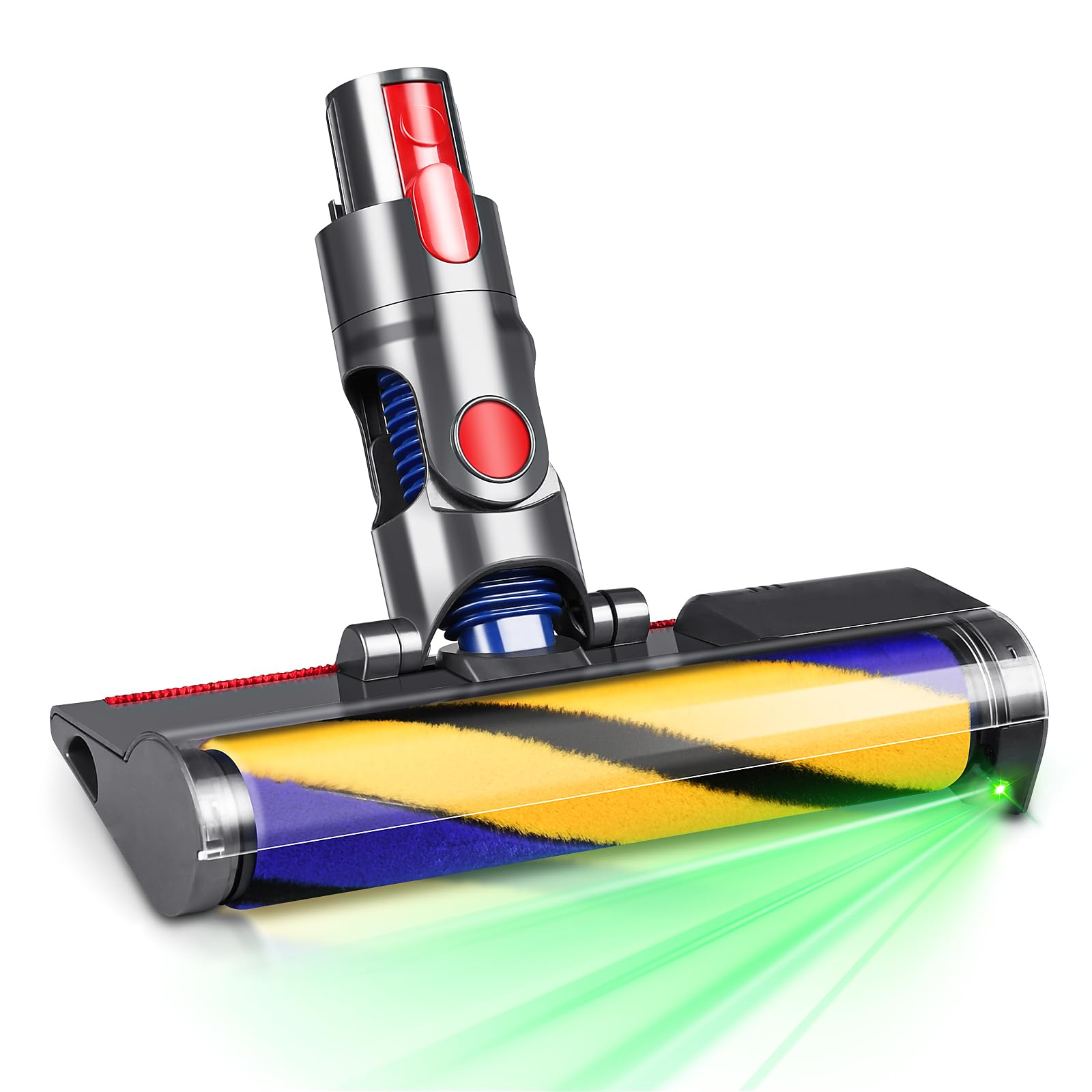 Cabezal de repuesto para aspiradora inalámbrica Dyson V7 V8 V10 V11 V15, cepillo de microfibra con luz láser LED verde, adecuado para suelos de madera dura y alfombras