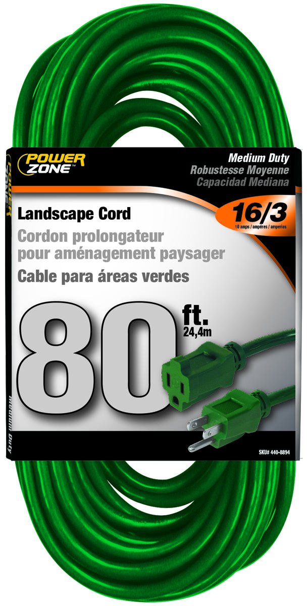 Lawn and Garden Cord 80ft 16/3 SJTW 10 amp 125 volt 3 conductor