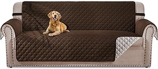 HOMERILLA Couch Cover for Sofa, Dog Couch Covers for Pets, Couch Covers for 3 Cushion Couch Sofa, Reversible Sofa Covers Furniture Protector with Elastic Straps (68" Sofa, Chocolate/Beige)