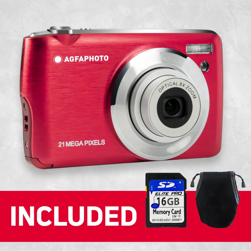AGFAPHOTO Realishot DC8200 Rouge - Appareil Photo Numérique Compact Cam