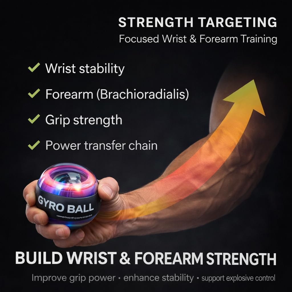 Torque Ball Auto-Start Gyro Ball – Easy Wrist Exercise Ball for Hand Grip, Finger Coordination & Forearm Training (Great for Seniors & Beginners)