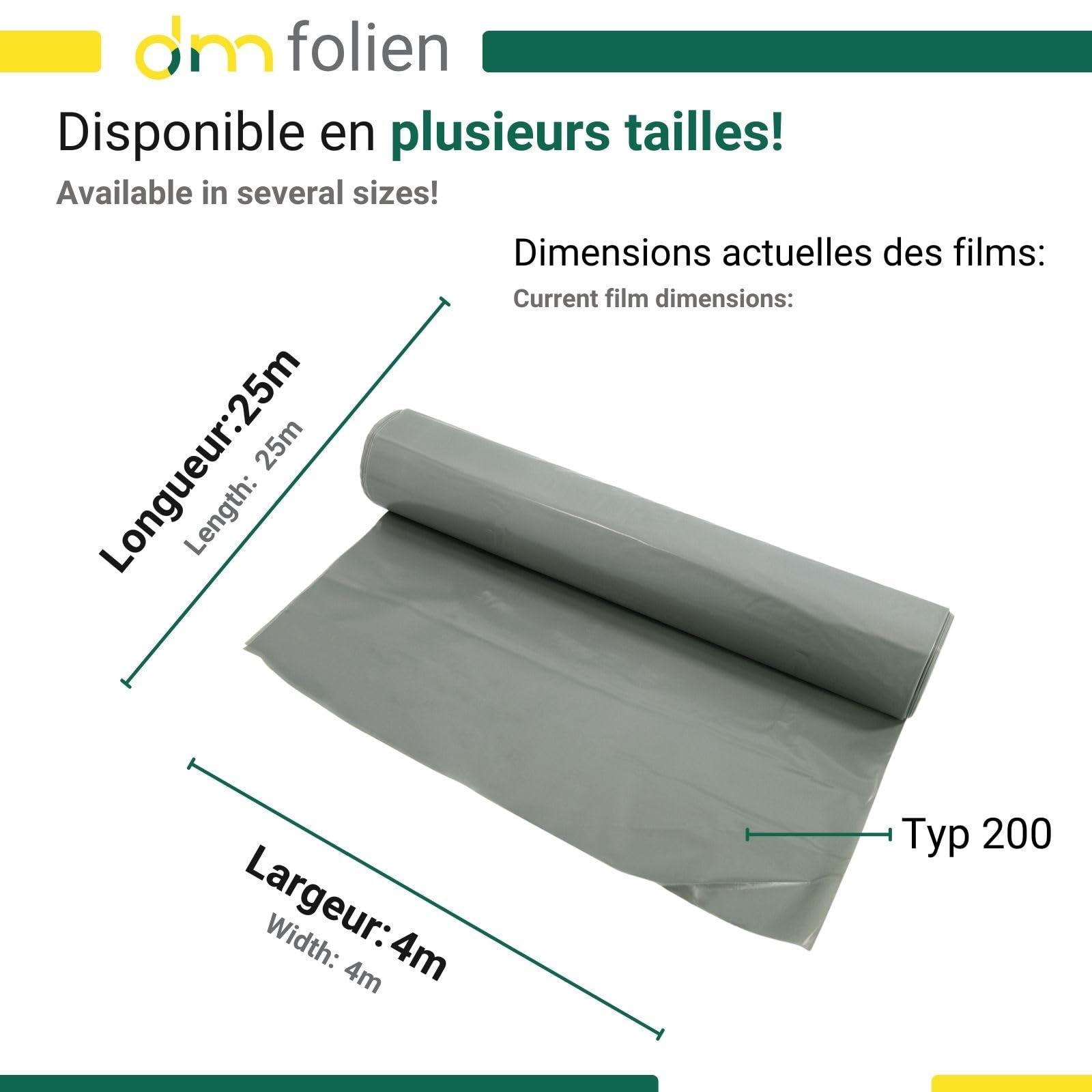dm-folien gmbh Bâche de construction 4 x 25 m en rouleau I Film de protection universel translucide & résistant en polyéthylène I Imperméable I Intérieur & Extérieur I Epaisseur 200 my