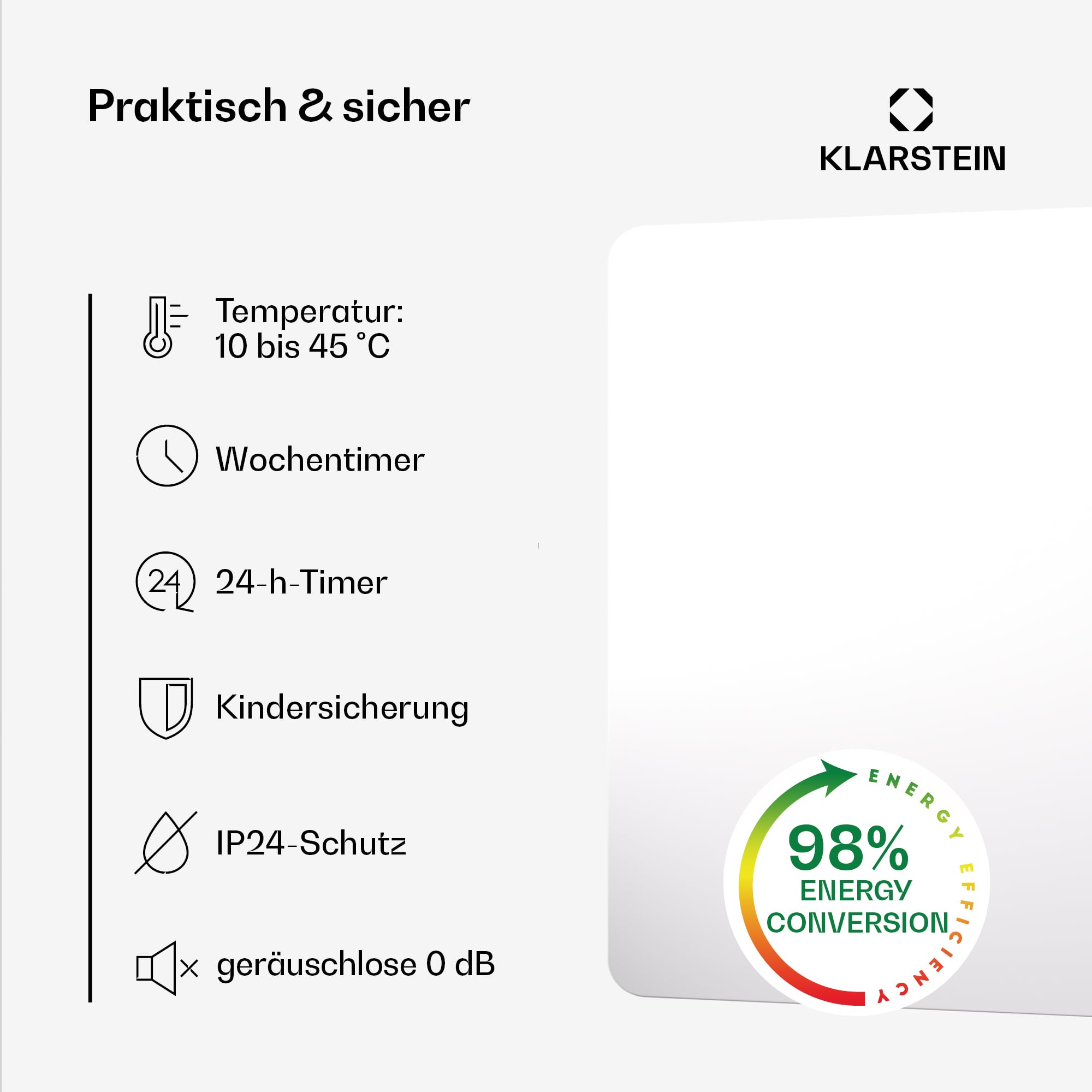 Klarstein Infrarood Elektrische Verwarming, Laag Stroomverbruik Verwarmingspaneel 480 W Afstandsbediening En Timer Wifi App Paneel Voor Co2 Neutraal 1991827137