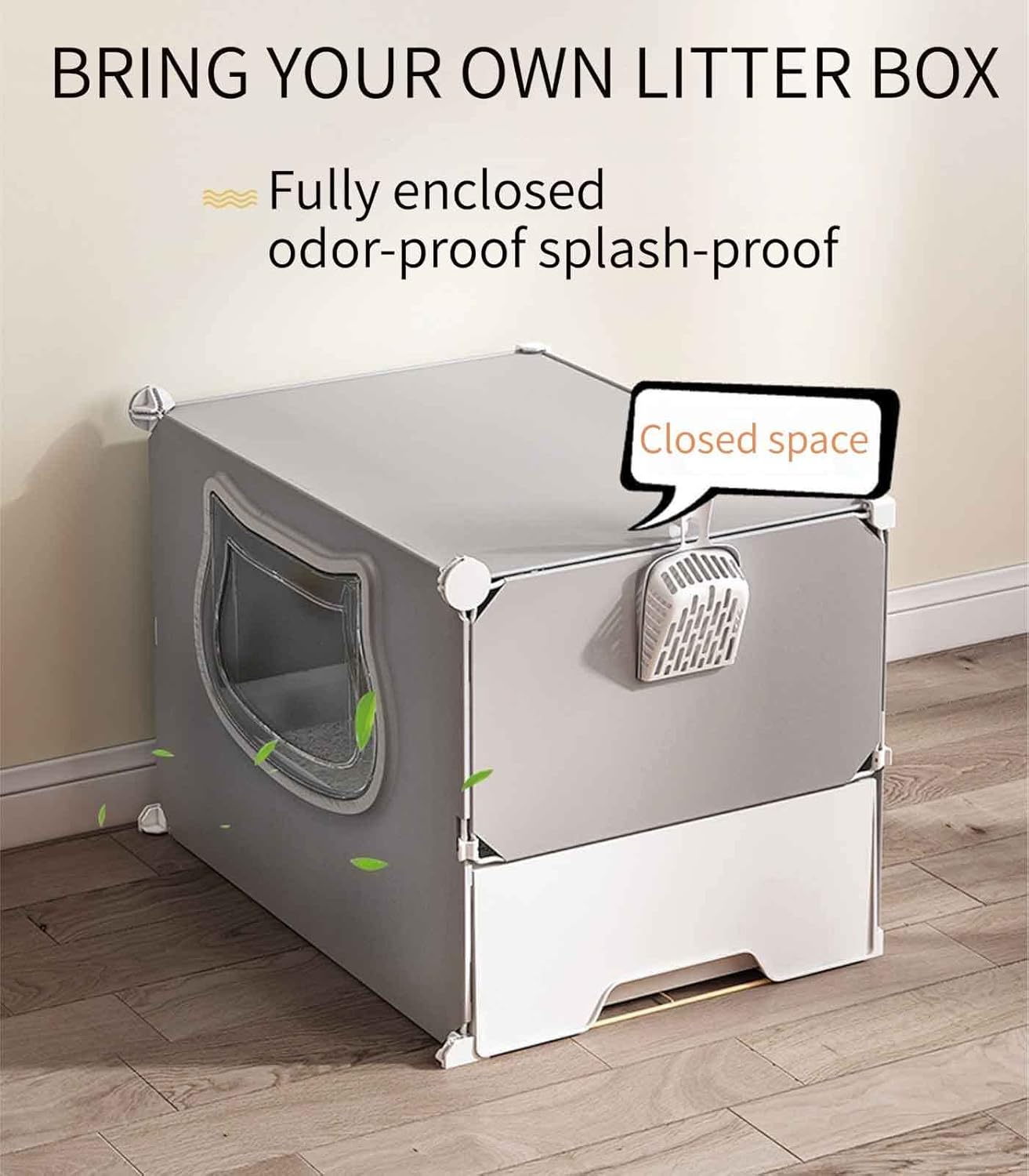 Cat Villa Indoor with Closed Litter Box, Pet Enclosure, Indoor Cat Cage, Metal and Abs Plastic, Ultra Wide Platform/111 * 49 * 39Cm,111 * 49 * 75Cm-C