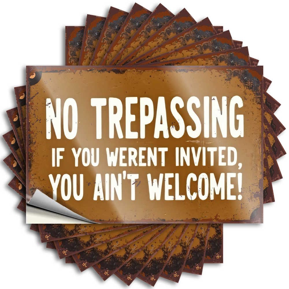 Fzfn Girls Colour Good, Tattoo Laptop Rustic 'No Trespassing' Sign With Bold Warning | Drinking Teenage Room Decor(8X12cm)