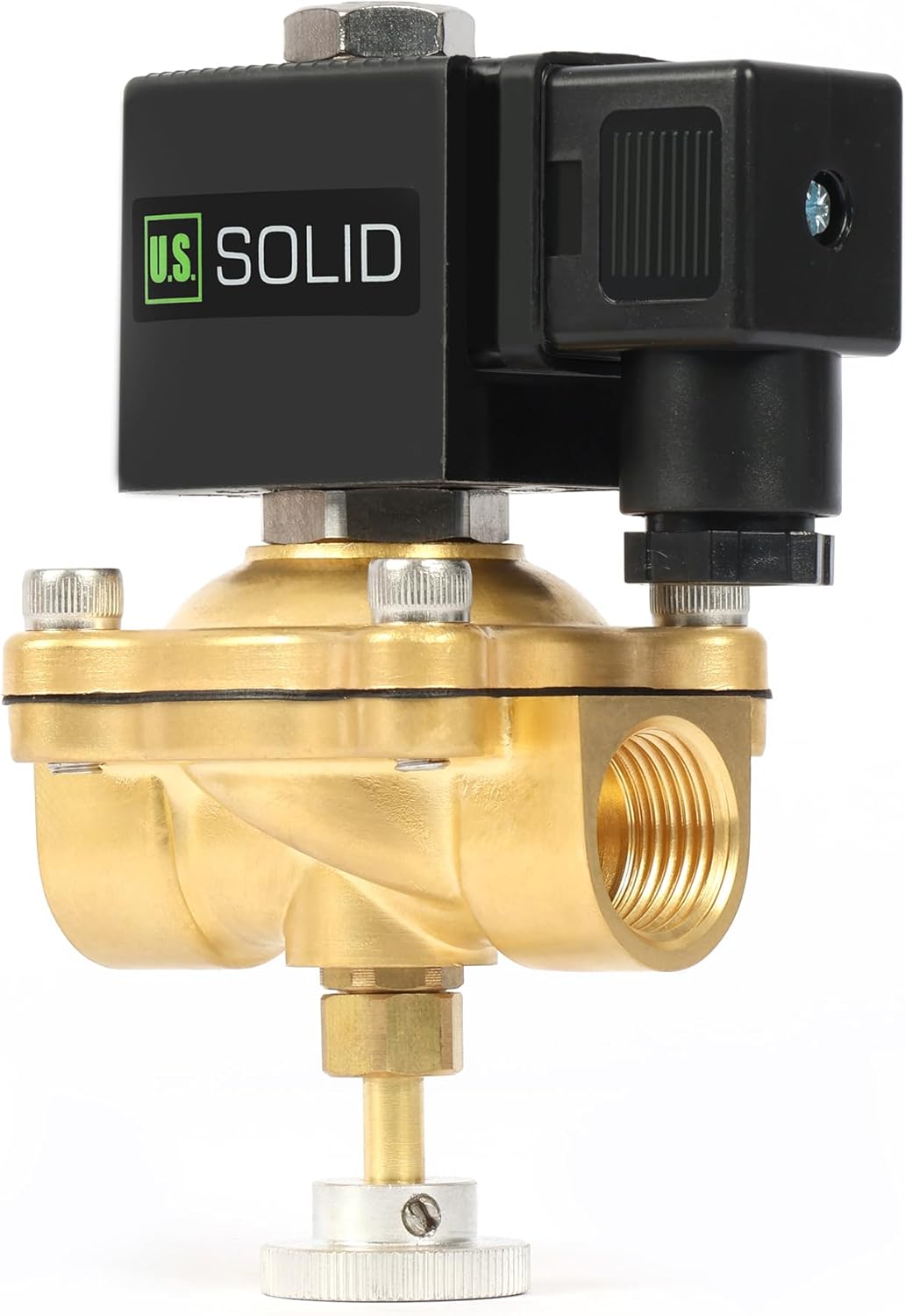 U.S. Solid Brass Electric Solenoid Valve, Manual Override, Normally Closed (1/2", 24V AC)