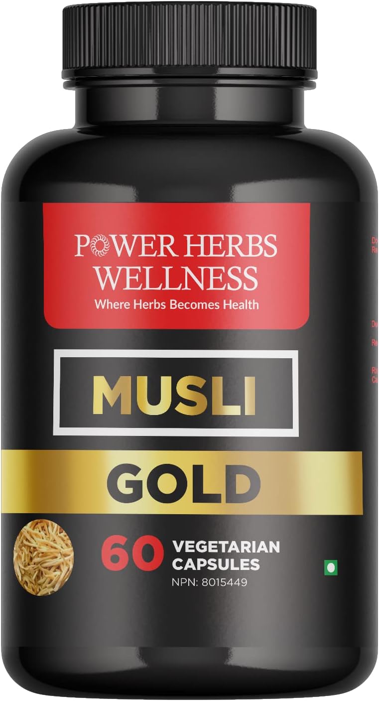 Power Herbs MUSLI GOLD 60 Veg Capsules with Safed Musli (White Musli