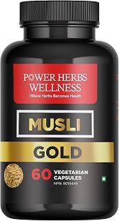 Power Herbs MUSLI GOLD 60 Veg Capsules with Safed Musli (White Musli) + 10 Herbs