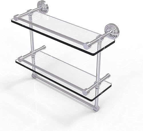 Miniatura 71 de Allied Brass RW-34/18 Retro Wave Collection - Estante de cristal de dos niveles de 18 pulgadas, gris mate Gris mate,Otoño Sparkle,Rojo (Fire Engine