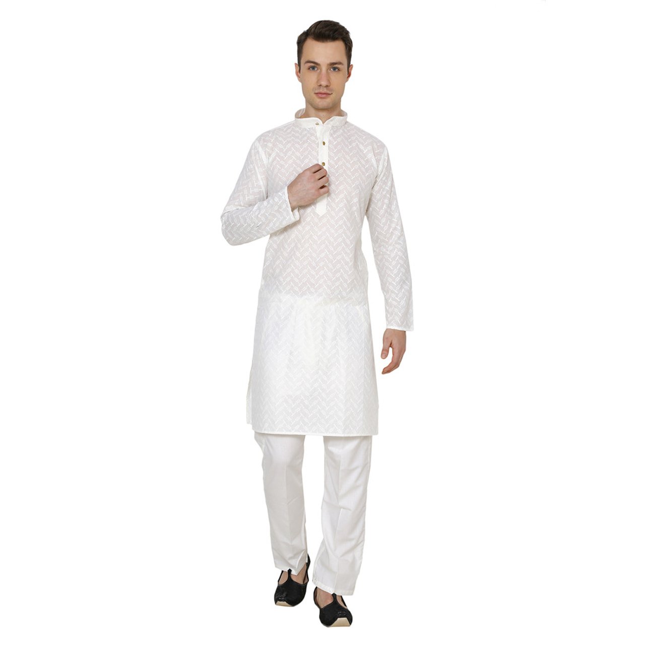royal kurta Men's Cotton Lucknowi Kurta Pyjama-picture-28