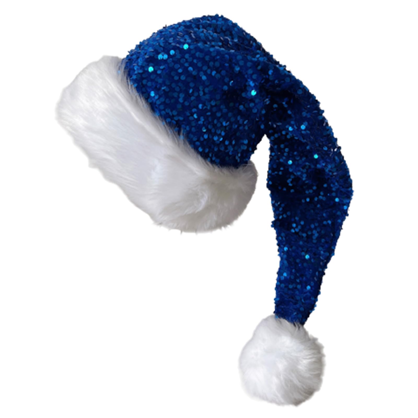 Kalttoy Santa Hat with Sequins Thicken Plush for Holiday Comfort Liner Christmas New Year Symbol Cap with White Brim Christmas Hats for Kids