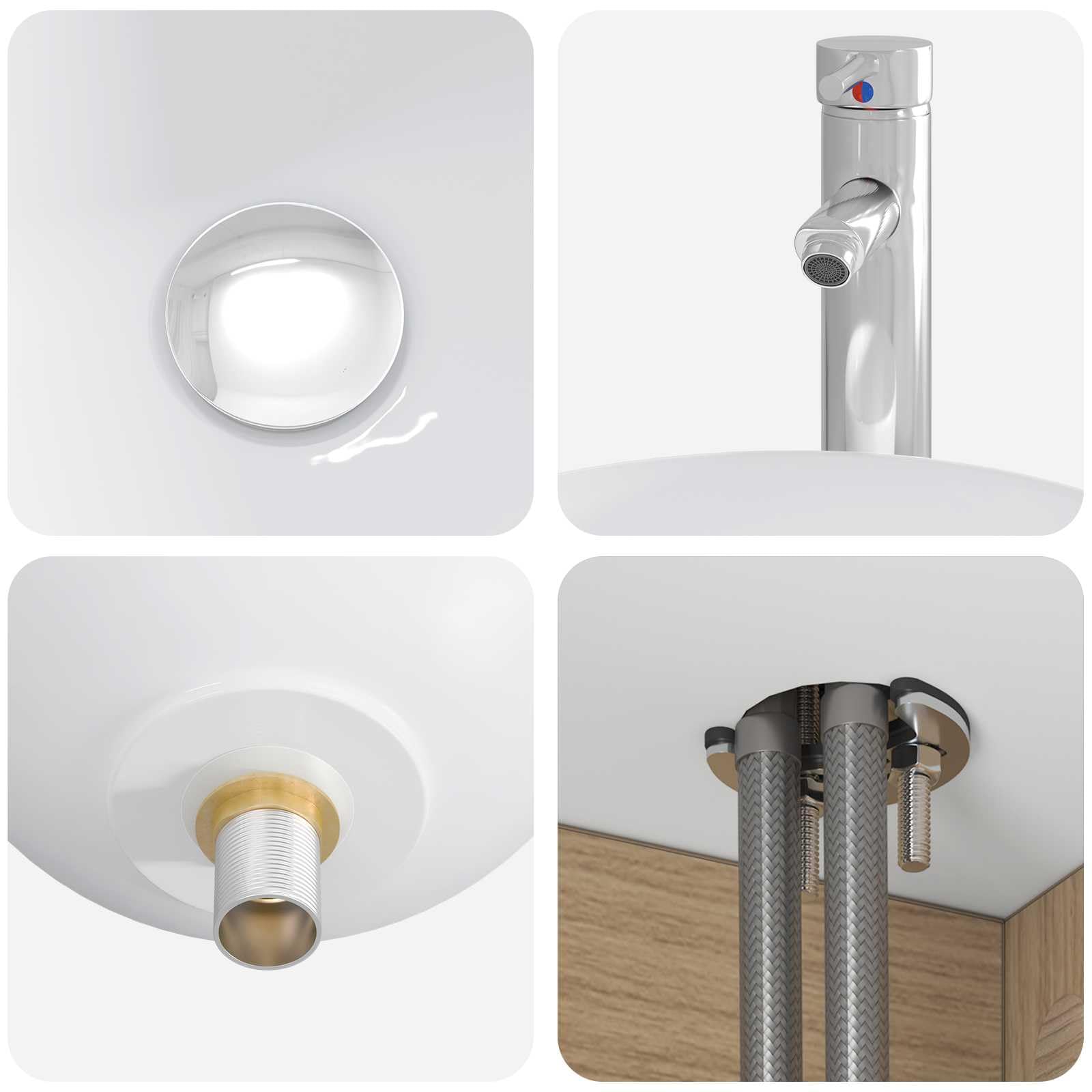 Lavabo da parete in rovere Artisan con lavandino, 49,5 x 41 x 64,5 cm, mobile da bagno in legno con vano portaoggetti e facile montaggio, per ospiti WC e bagno