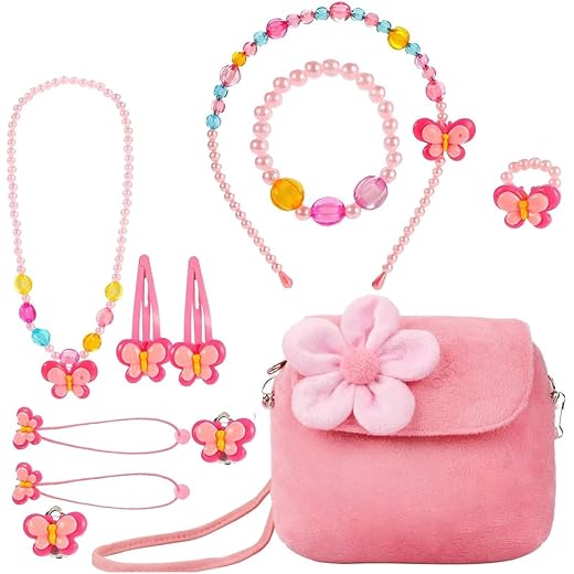 Kids Jewellery Set for Girls - Plush Handbag + Accessories