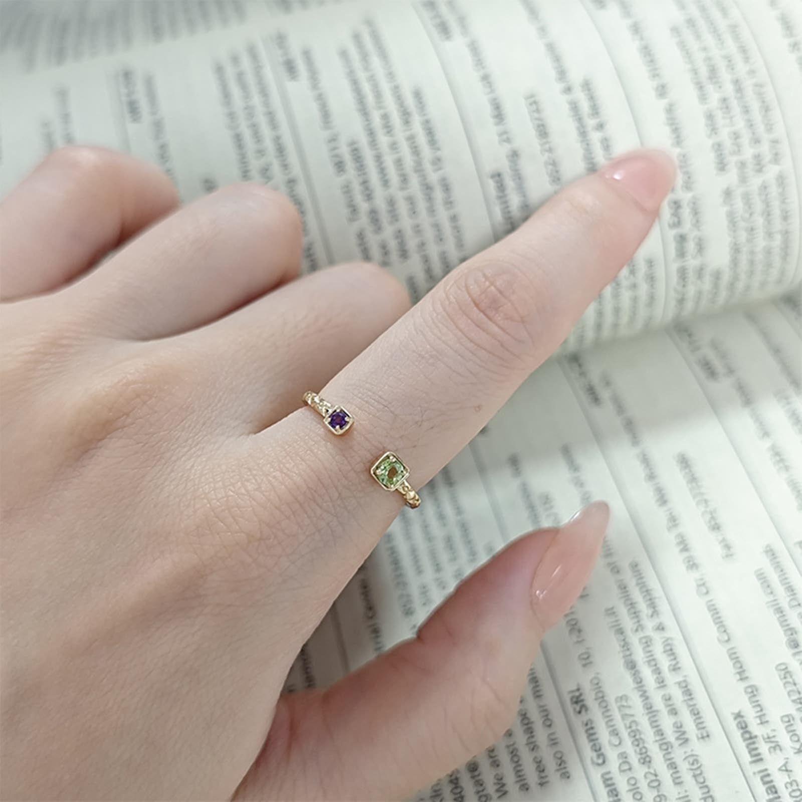 Gold Au 375/585/750 - Anillos de amistad con peridoto, forma de anillo abierto