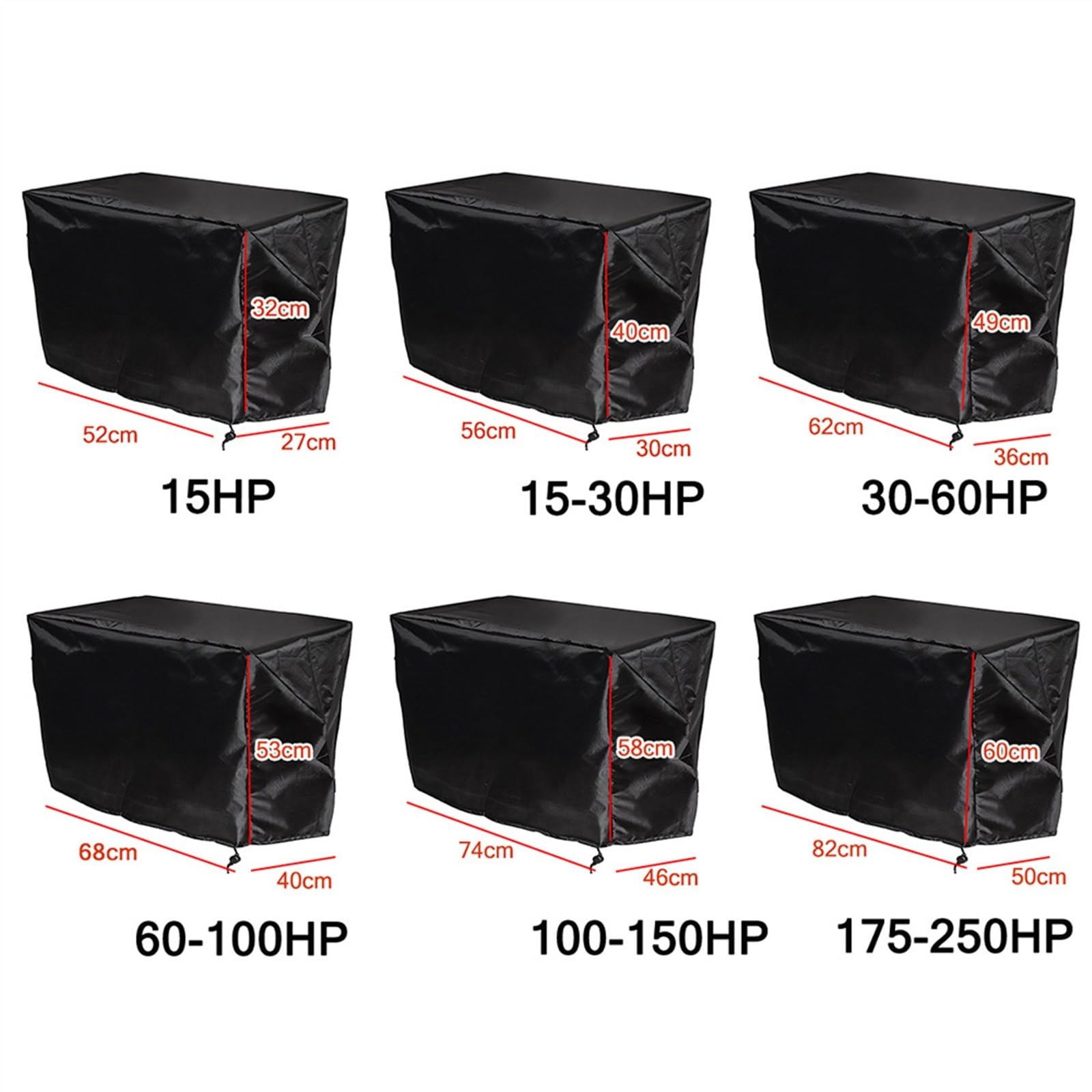Housse Moteur Bateau 210D – Anti-UV, Imperméable, Pour 15-100 Chevaux, Protection Pluie, Poussière