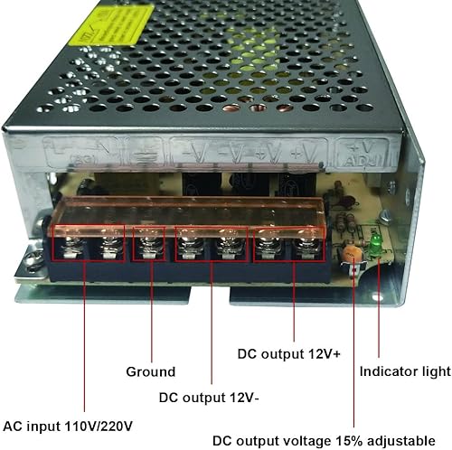 Miniatura 3 de Henxlco AC 110V220V a DC 12V 15A 180W Adaptador de fuente de alimentación de conmutación regulada universal Transformador Convertidor de controlador