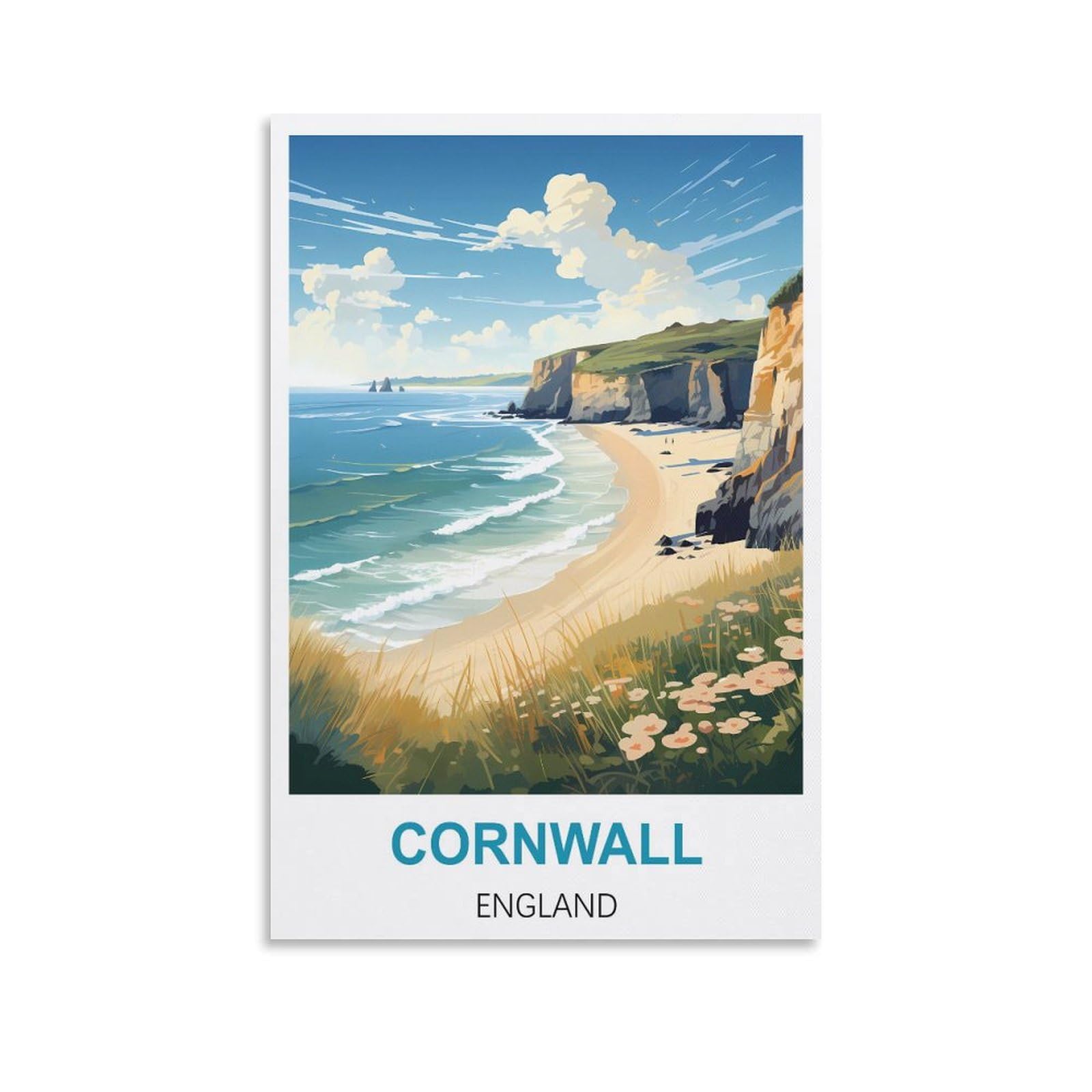 EZMLFA 5D Diamond Art Kits for Beginner,Cornwall England,Diamond Picture Art for Beginner, DIY Gem Cross Stitch Creative Gift Home Wall Decor 30x40cm