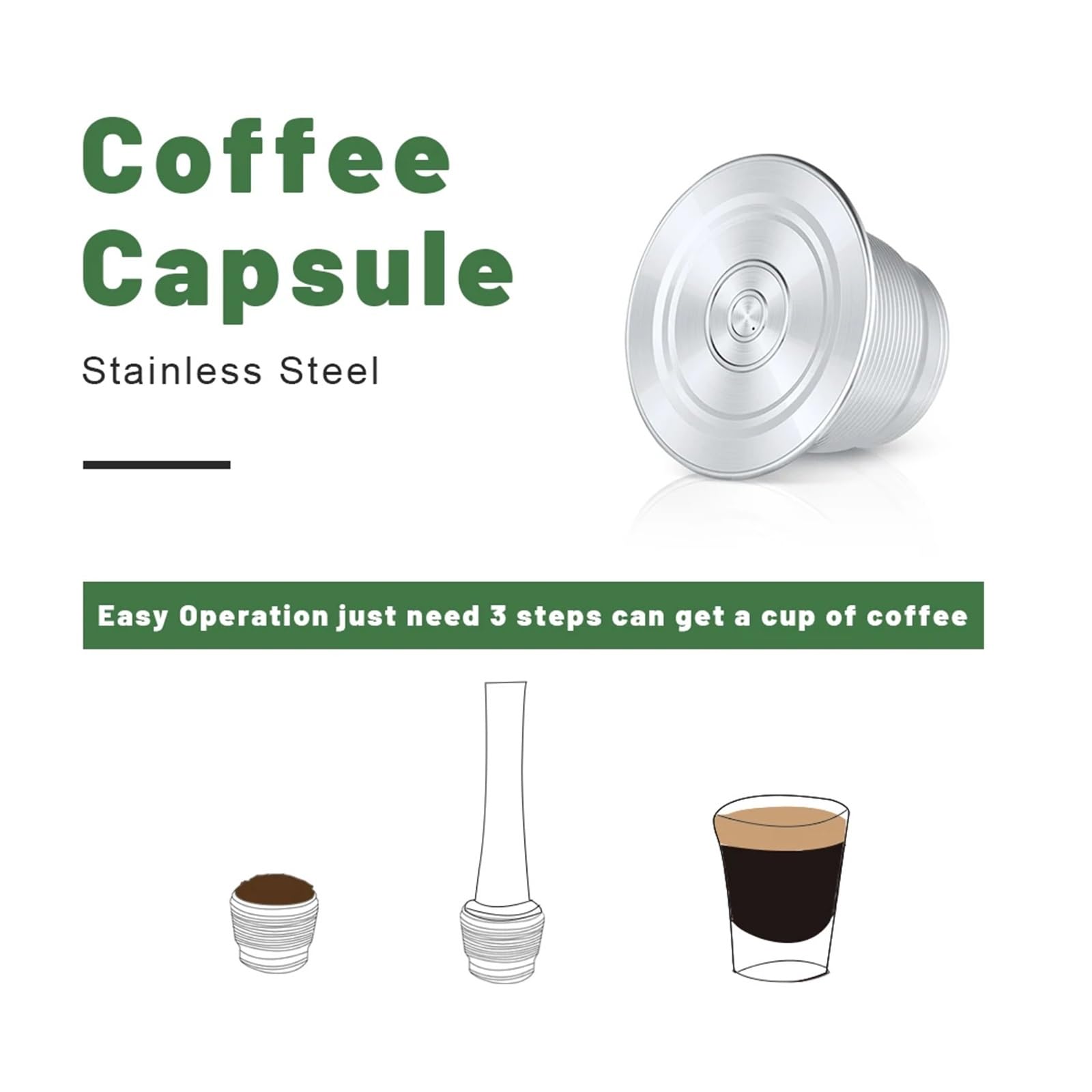 GUYTRM Cápsulas de café reutilizables de acero inoxidable, cápsulas de café Nespresso de un solo orificio, rellenables, accesorios for espresso lingli(1pc-Ti)