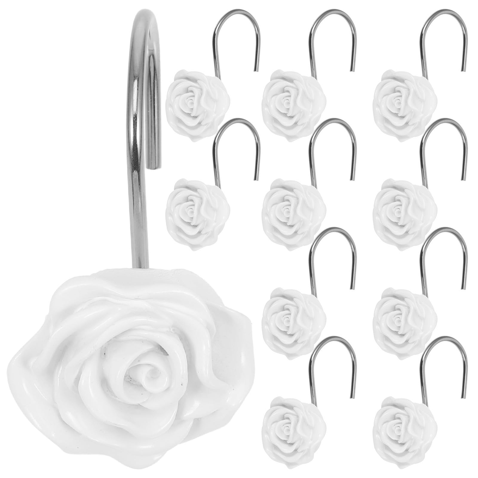 Ganchos para cortina de ducha MAGICLULU con rosas de resina de alta calidad para baño