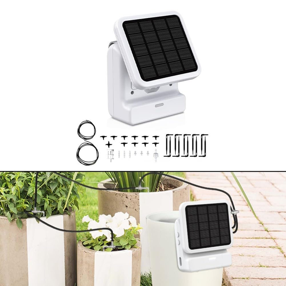 Kit di irrigazione a goccia solare abilitato WiFi, sistema di irrigazione automatica intelligente per piante da giardino interne ed esterne, impermeabile IP54 con orari personalizzati e