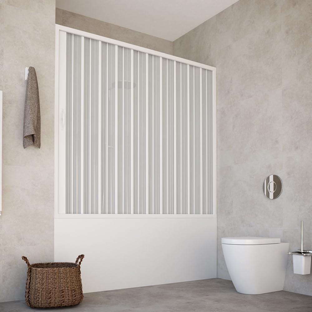 HD CASA Box Sopravasca a Soffietto Modello Alba, Apertura Laterale Reversibile, Pannelli in PVC Riducibili, Cabina Doccia Salvaspazio Made in Italy Arredobagno, parete vasca 170 cm