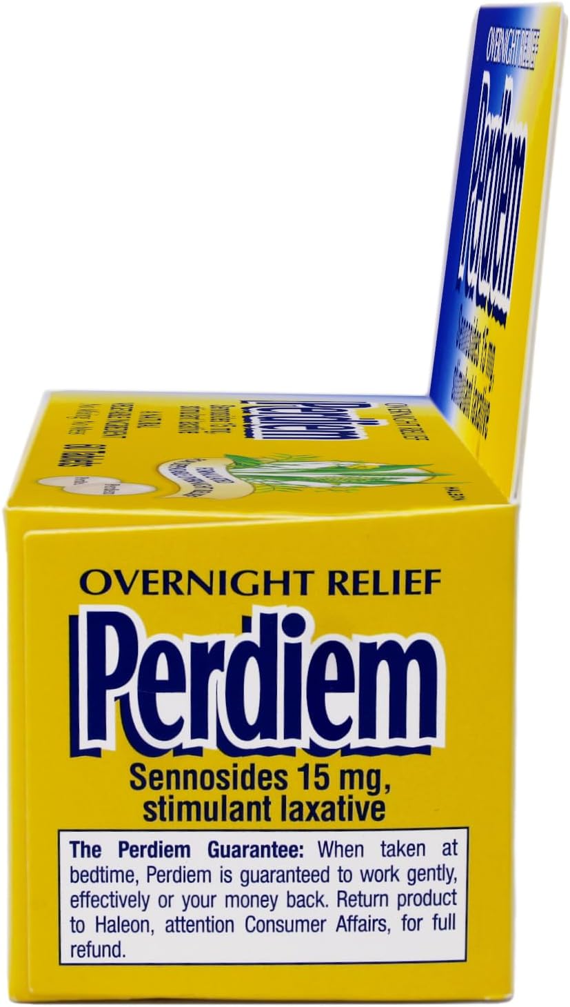 Perdiem Sennosides Stimulant Laxative Pills, Overnight Relief, 60-Count Bottles (Pack of 2) by Perdiem