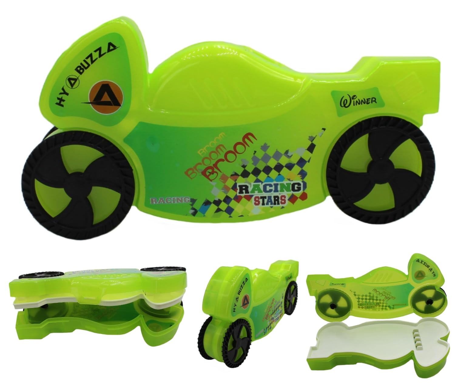 Neoinsta Medium Size Plastic Motorcycle|Hayabusa Model|Bike Shape School|Geometry|Stationery|Pencil Box with Freely Movable Four Wheels (Green: Pack Of 2) (B0D8KX9YRL) Amazon Price History, Amazon Price Tracker