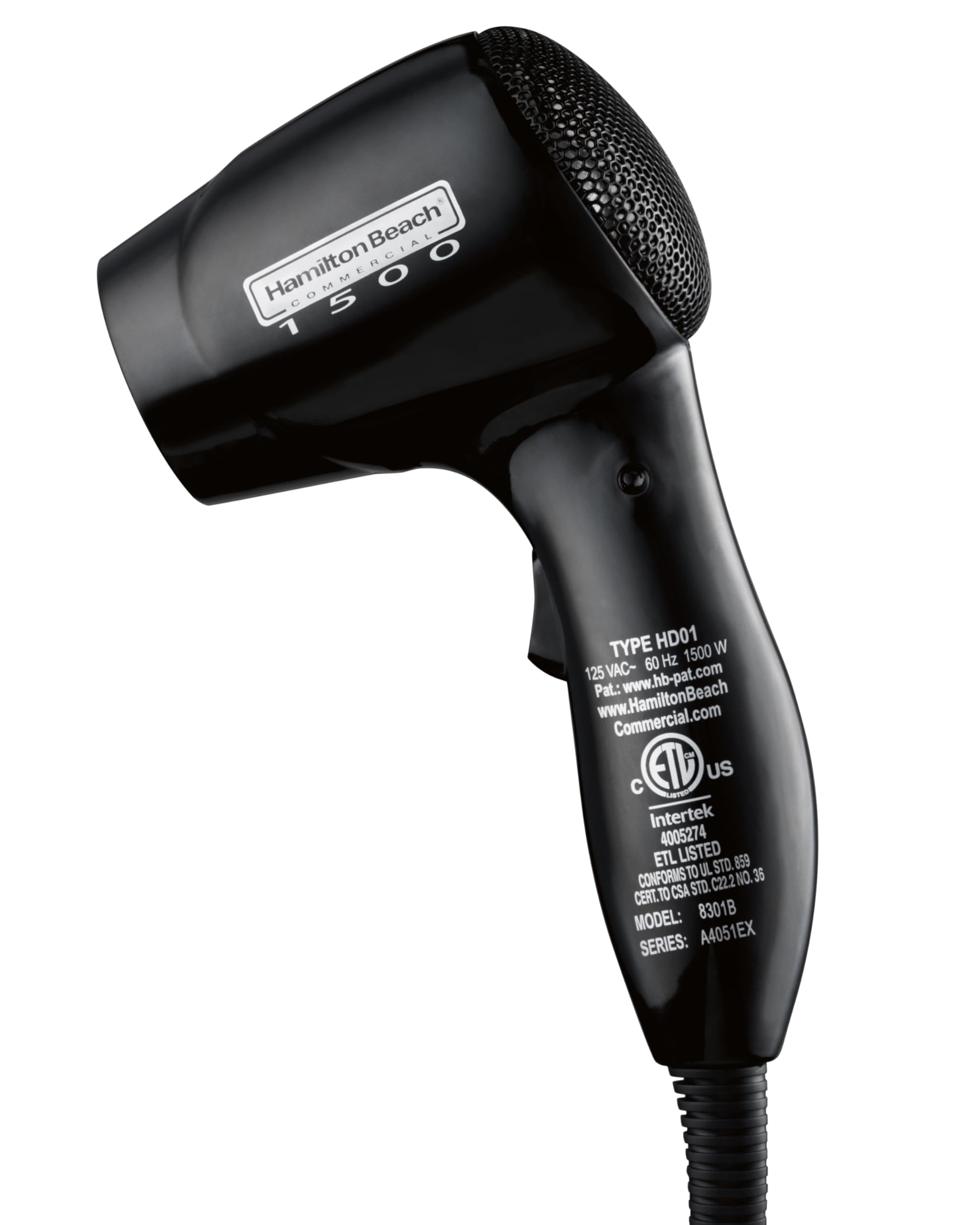 Hamilton Beach Commercial Wall-Mounted Hair Dryer, 1500 Watts